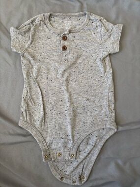 Carter's Neutral Speckled Henley Baby One-Piece - Gray
